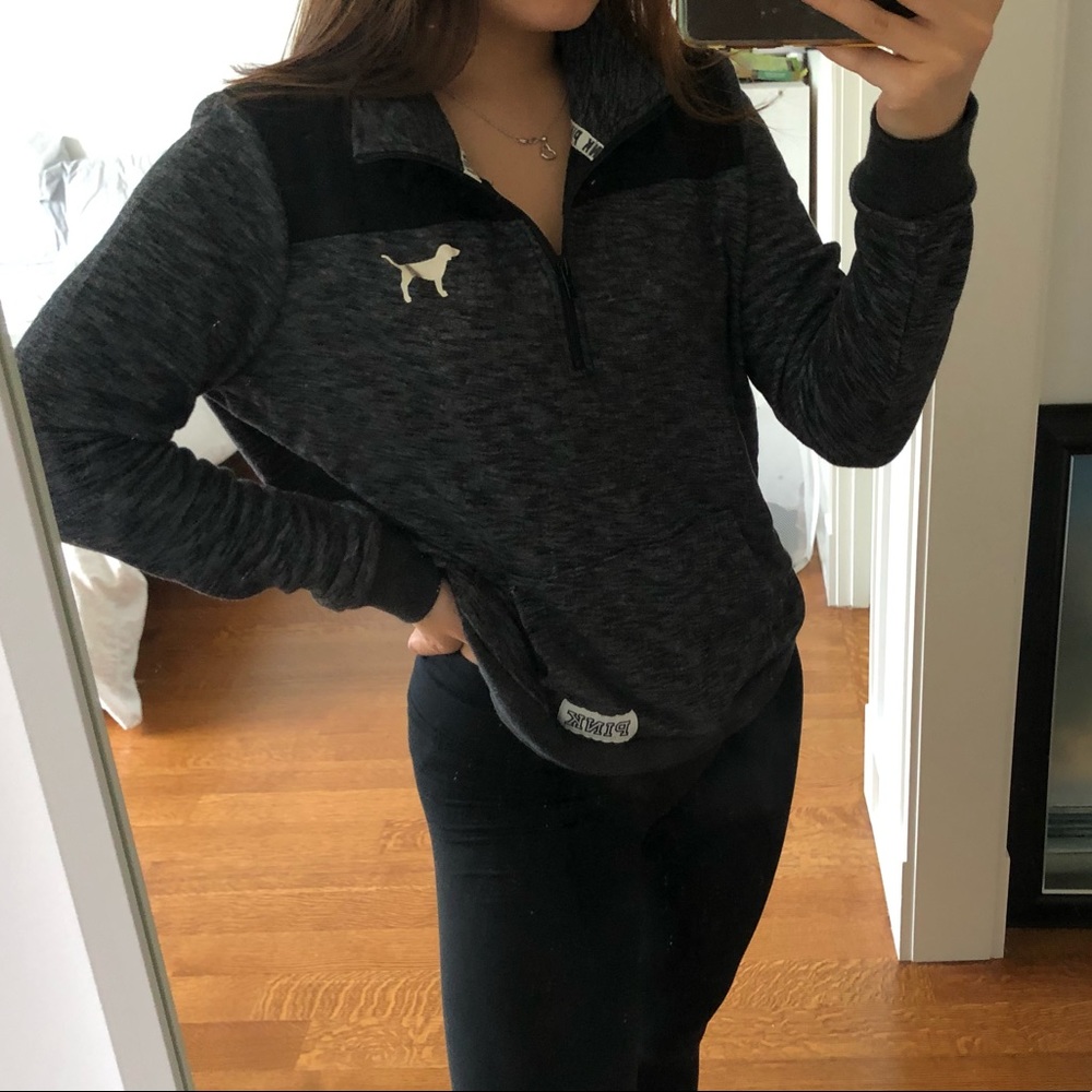 grey quarter zip hoodie from PINK